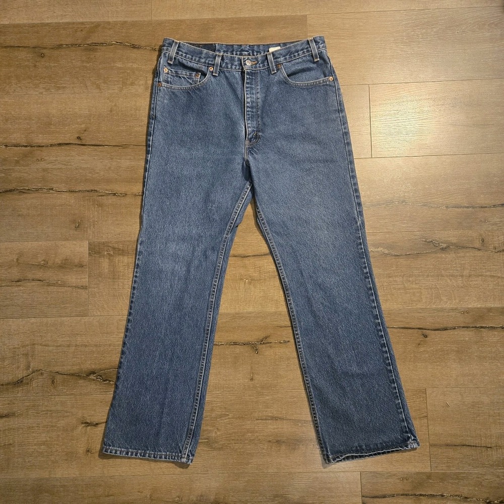 Vintage 90s Levi's 517 Bootcut Jeans 36x32 Made in USA Black Batwing CLEAN!